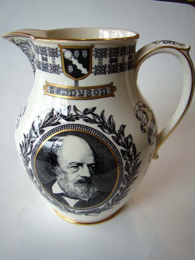 A fabulous Wedgwood pitcher circa 1892 celebrating Alfred Lord Tennyson along with the Works of Tennyson published in 1885 — image 2